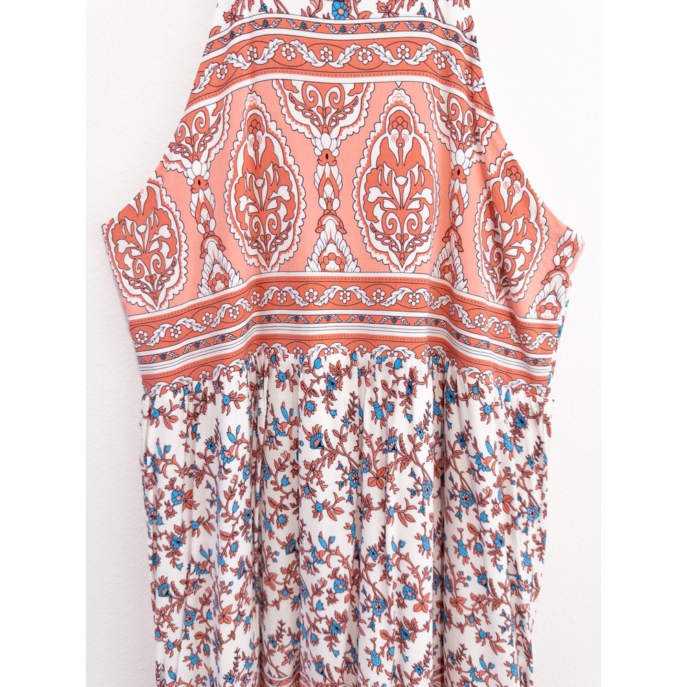 Magnolia Boutique Boho Dress Womens Large Floral Halter Mini Sundress Festival - Picture 8 of 9